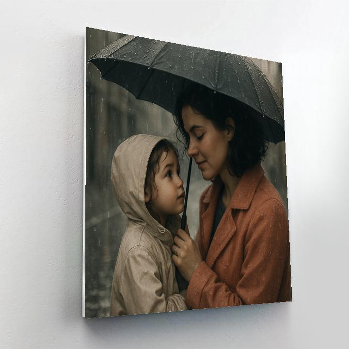 Sharing Umbrella On Rainy Day Painting by numbers kit