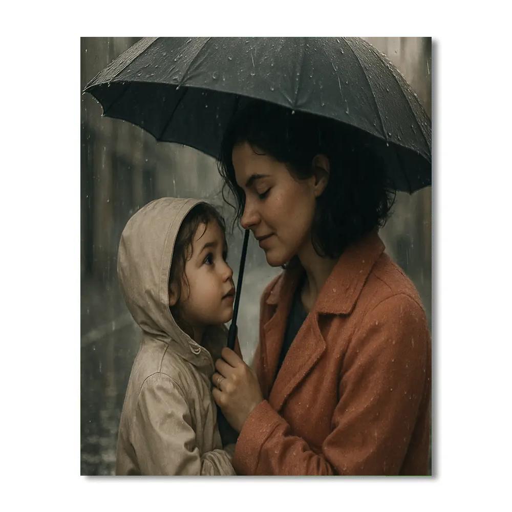 Sharing Umbrella On Rainy Day Painting by numbers kit