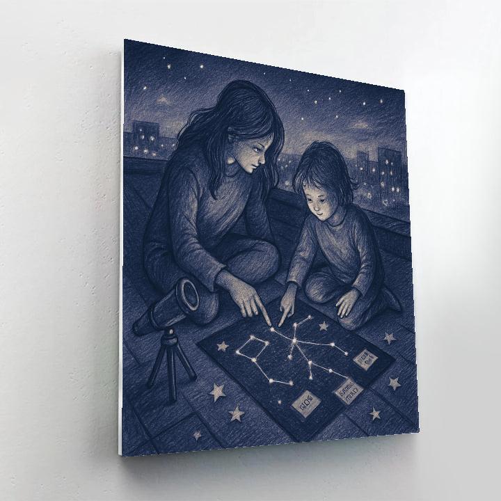 Rooftop Stargazer Drawing DIY paint by numbers