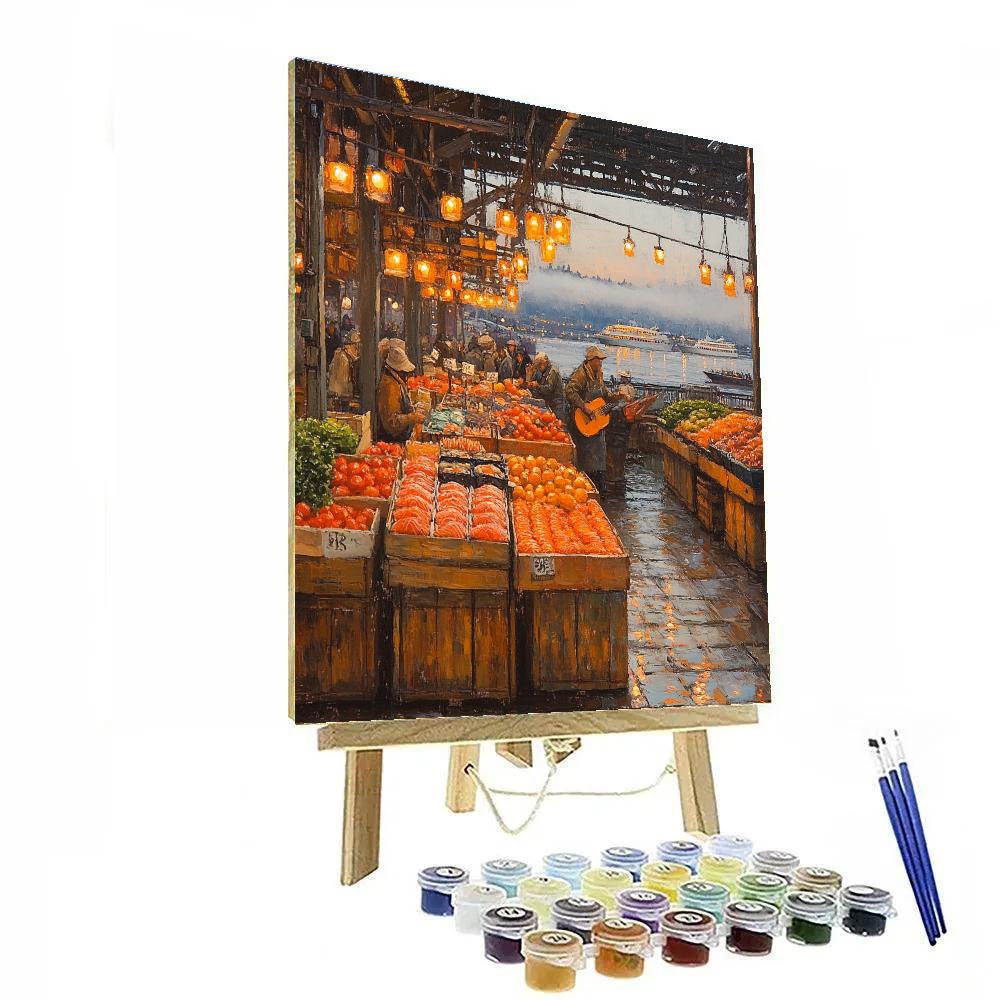 Pike Place Market Morning Seattle United States Numbered painting kits