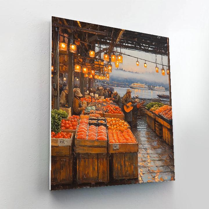 Pike Place Market Morning Seattle United States Numbered painting kits
