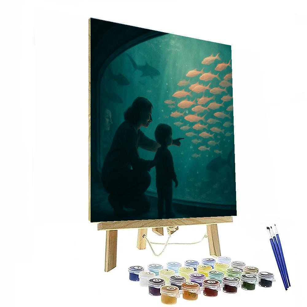 Mother And Child At Aquarium Paint by numbers kits