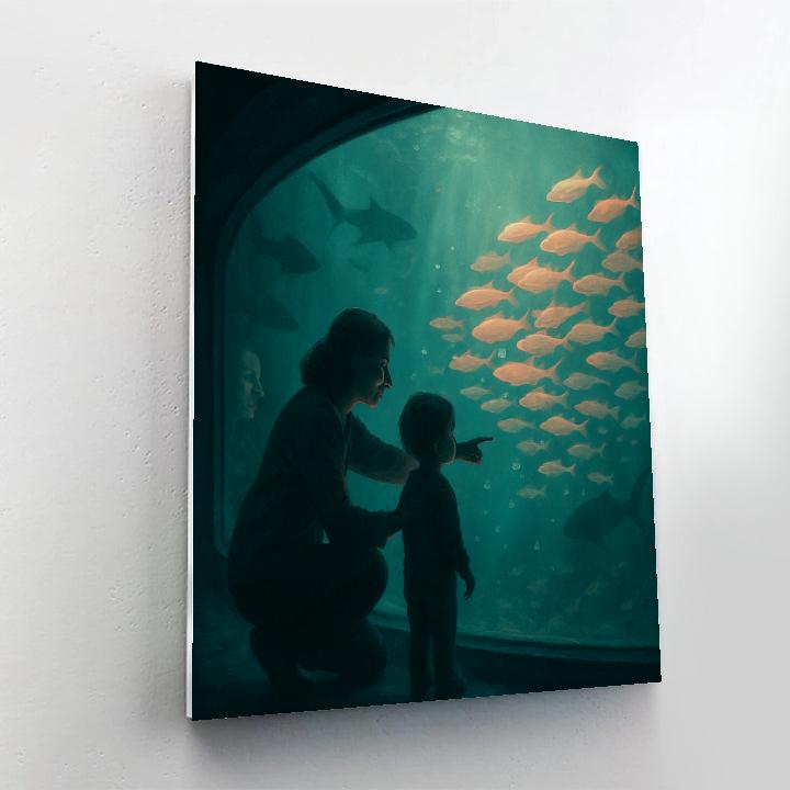 Mother And Child At Aquarium Paint by numbers kits