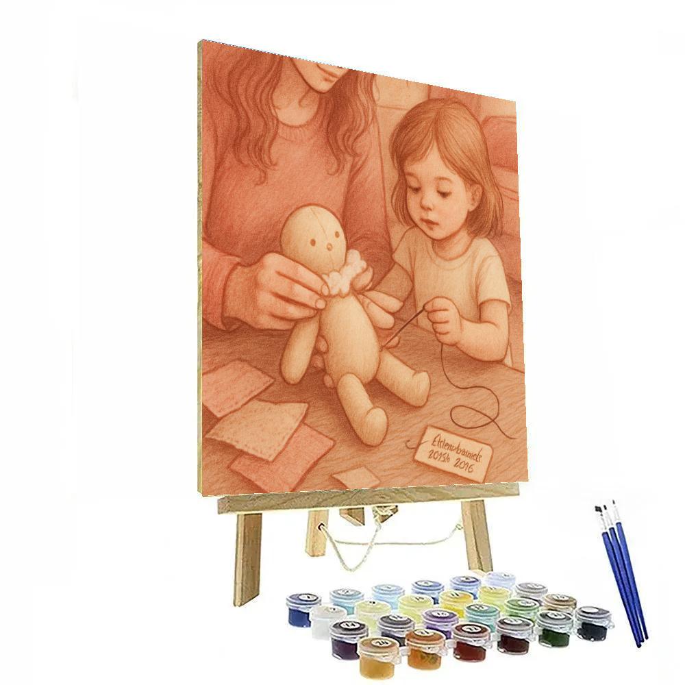 Mother And Child Sewing Doll Paint by numbers kits