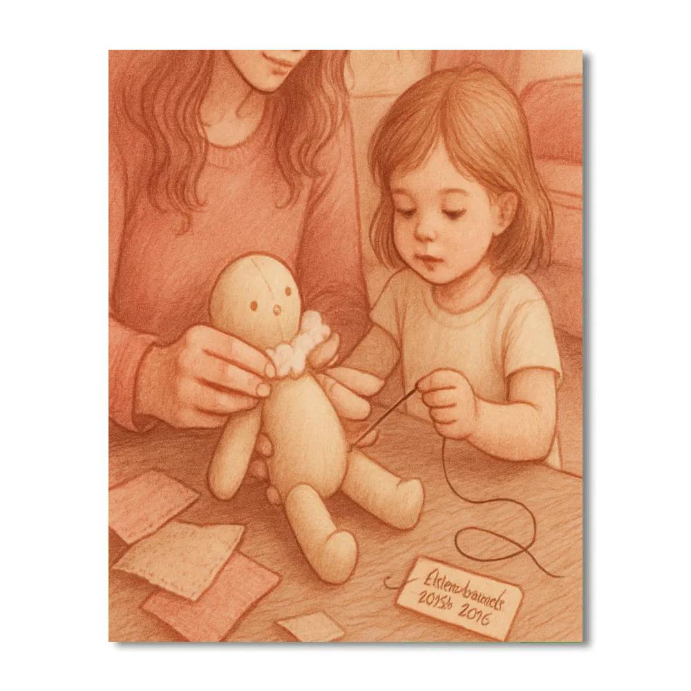 Mother And Child Sewing Doll Paint by numbers kits