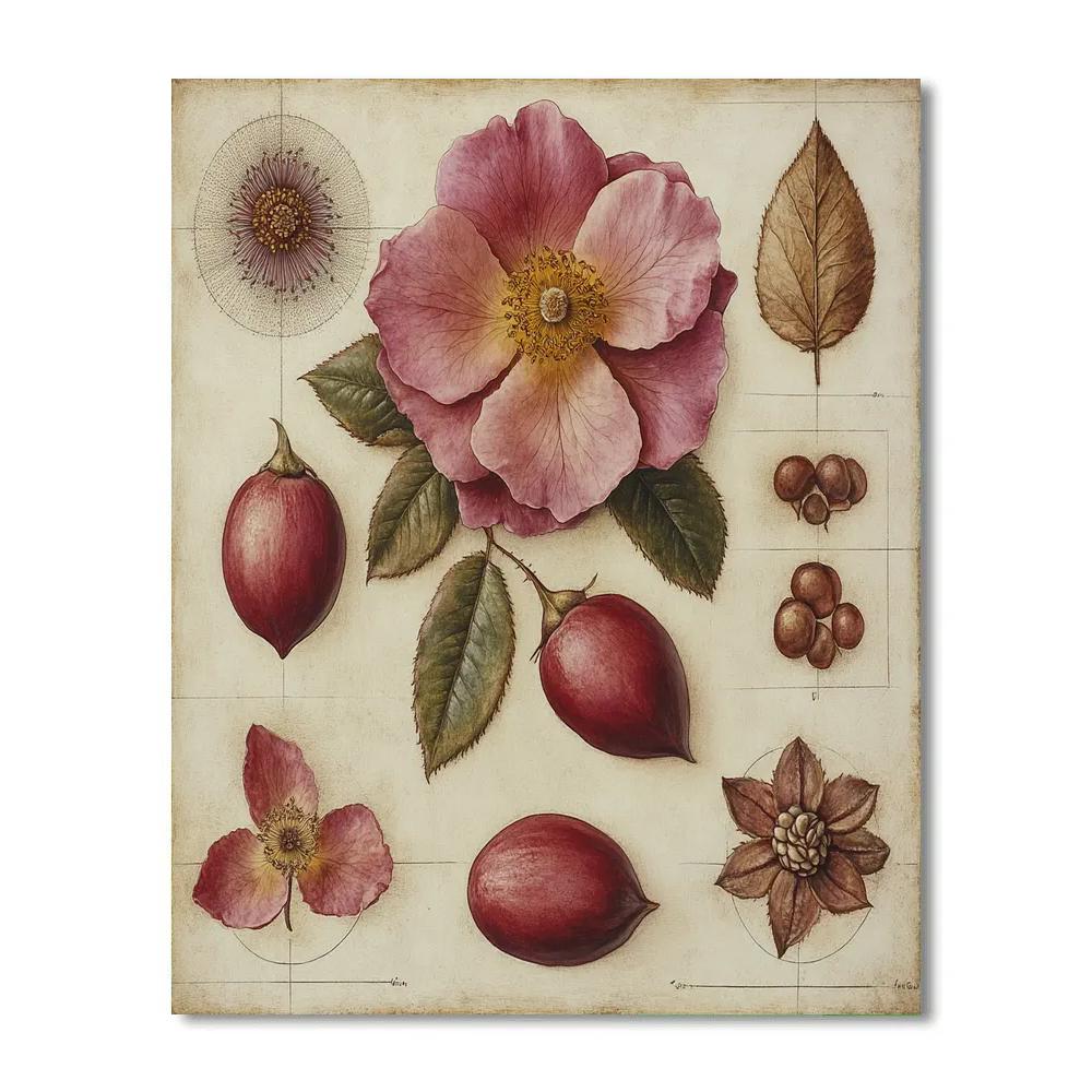 Leonardo Da Vinci Inspired Rose Seed Atlas Number painting