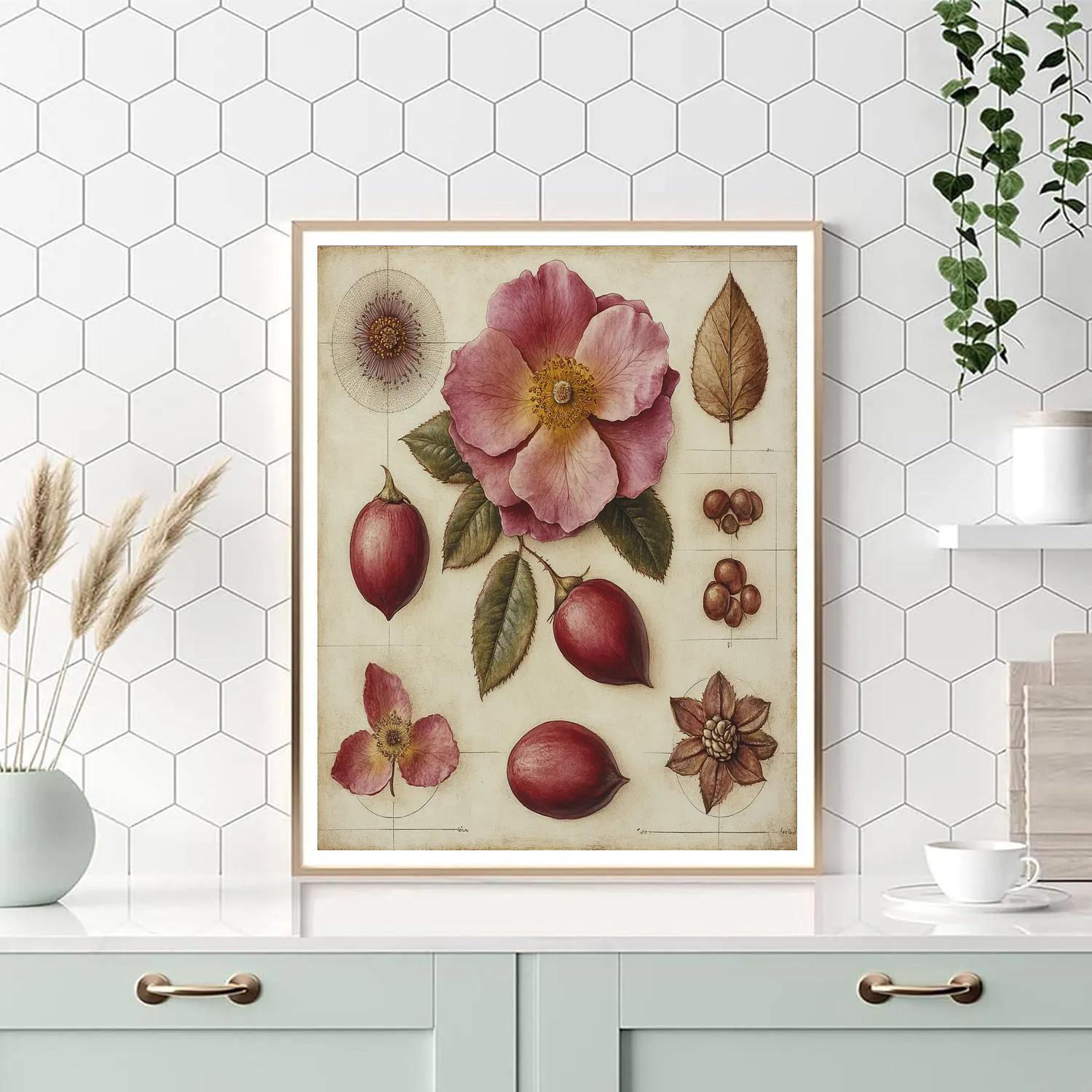 Leonardo Da Vinci Inspired Rose Seed Atlas Number painting
