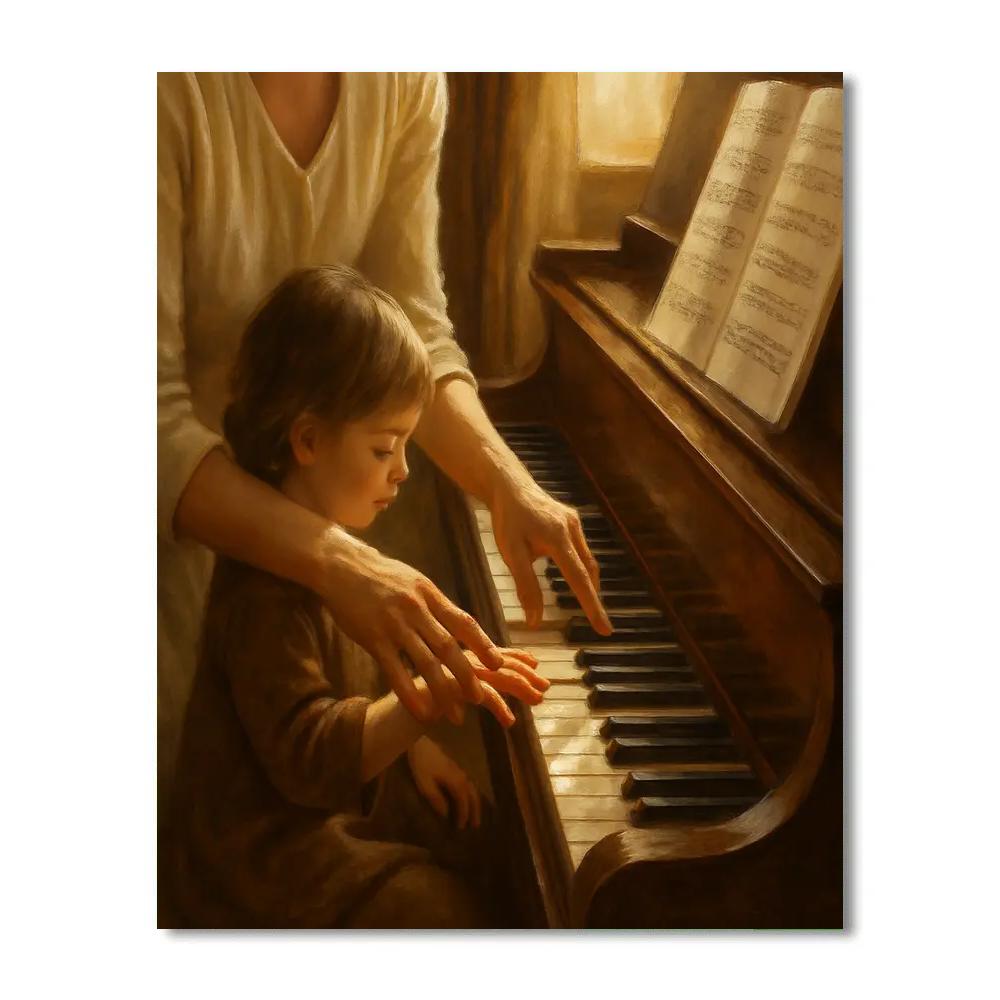 Mother And Child Piano Lesson paint by numbers