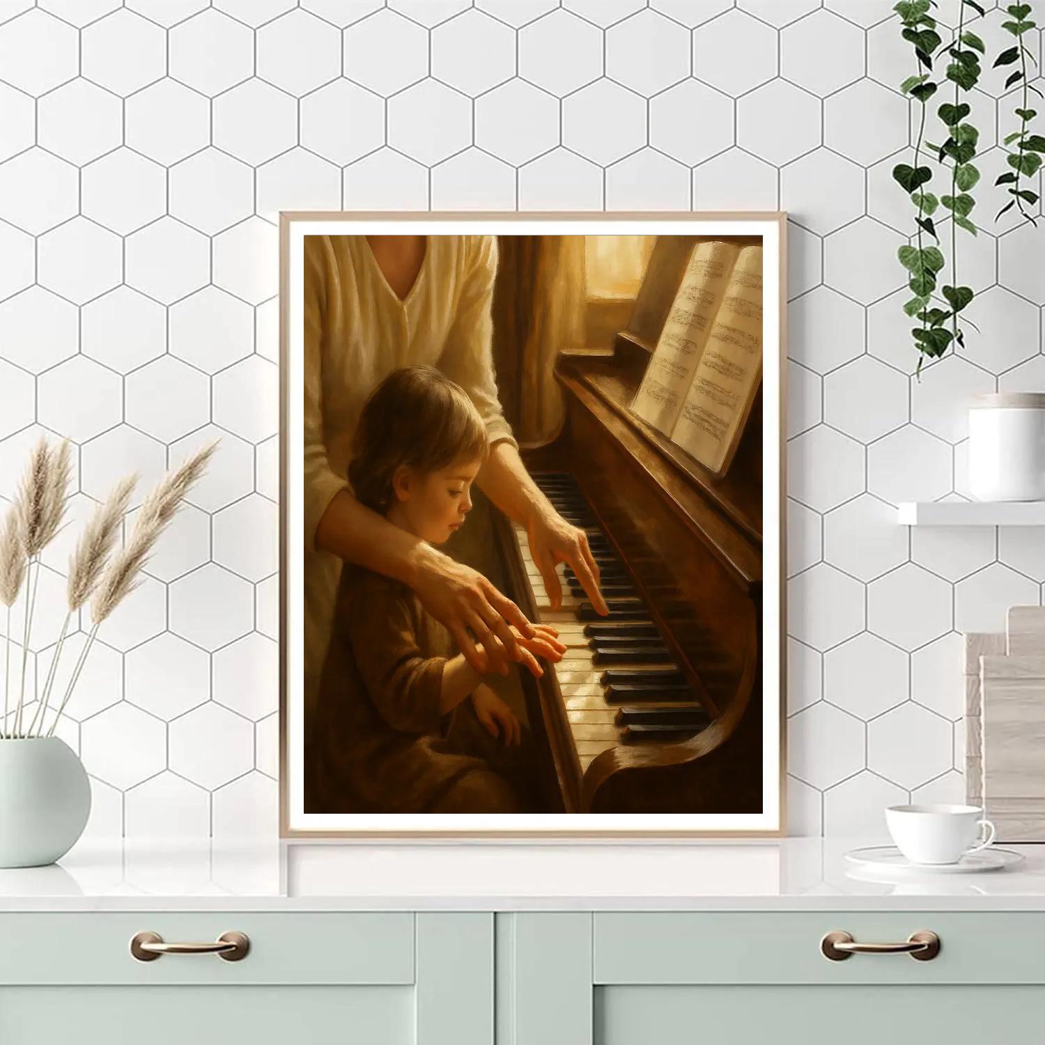 Mother And Child Piano Lesson paint by numbers