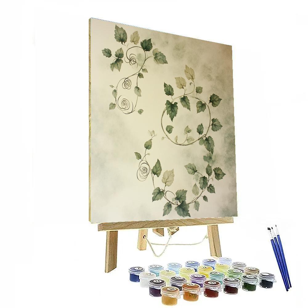 Leonardo Da Vinci Inspired Botanical Spiral Vines painting number kit