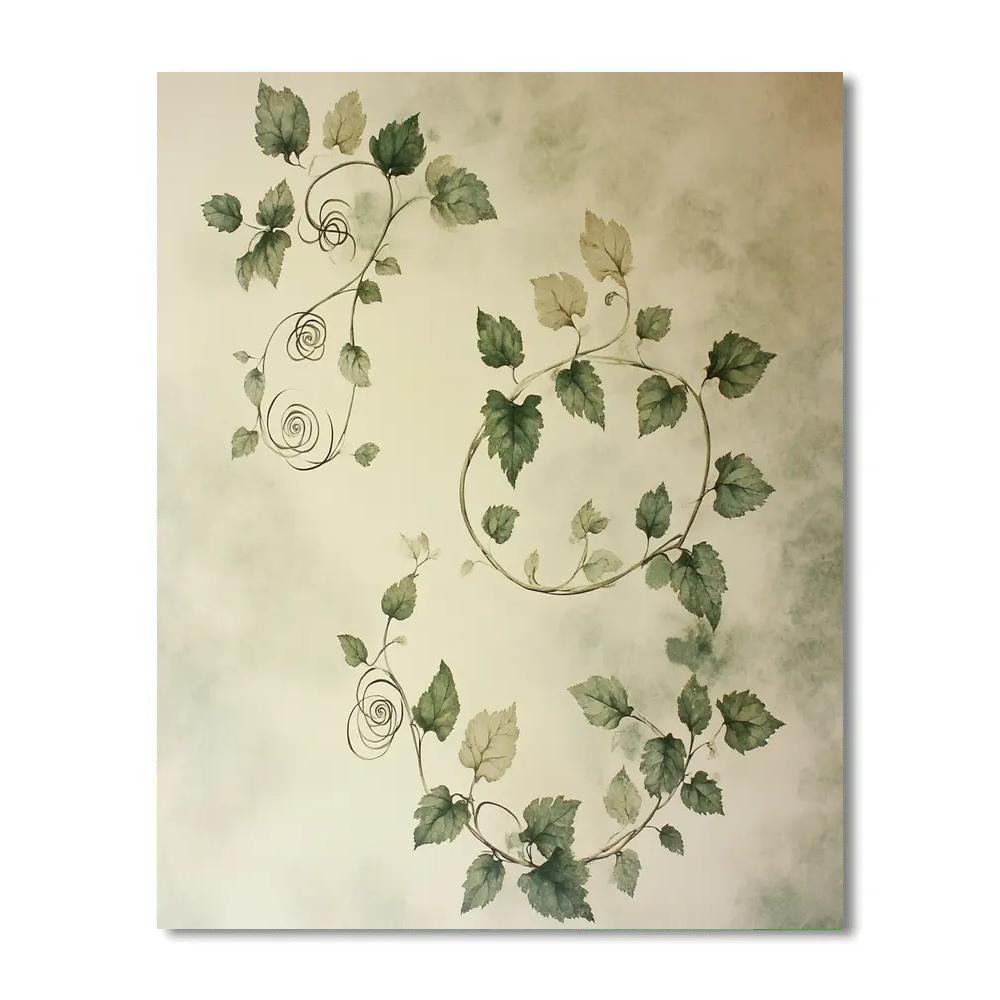 Leonardo Da Vinci Inspired Botanical Spiral Vines painting number kit