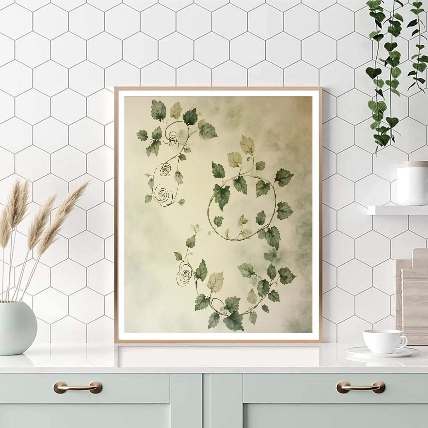 Leonardo Da Vinci Inspired Botanical Spiral Vines painting number kit