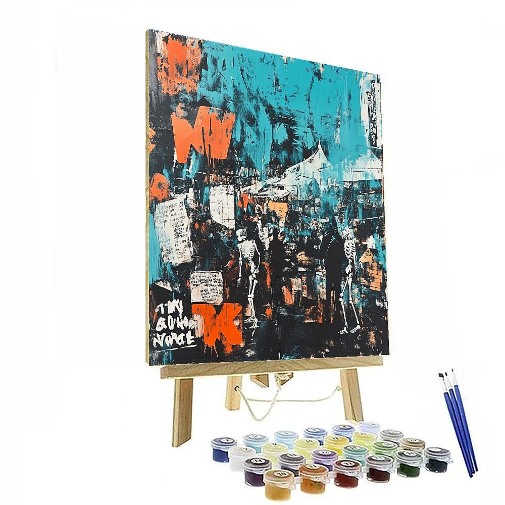 Jean Michel Basquiat Inspired Market Scene Number painting
