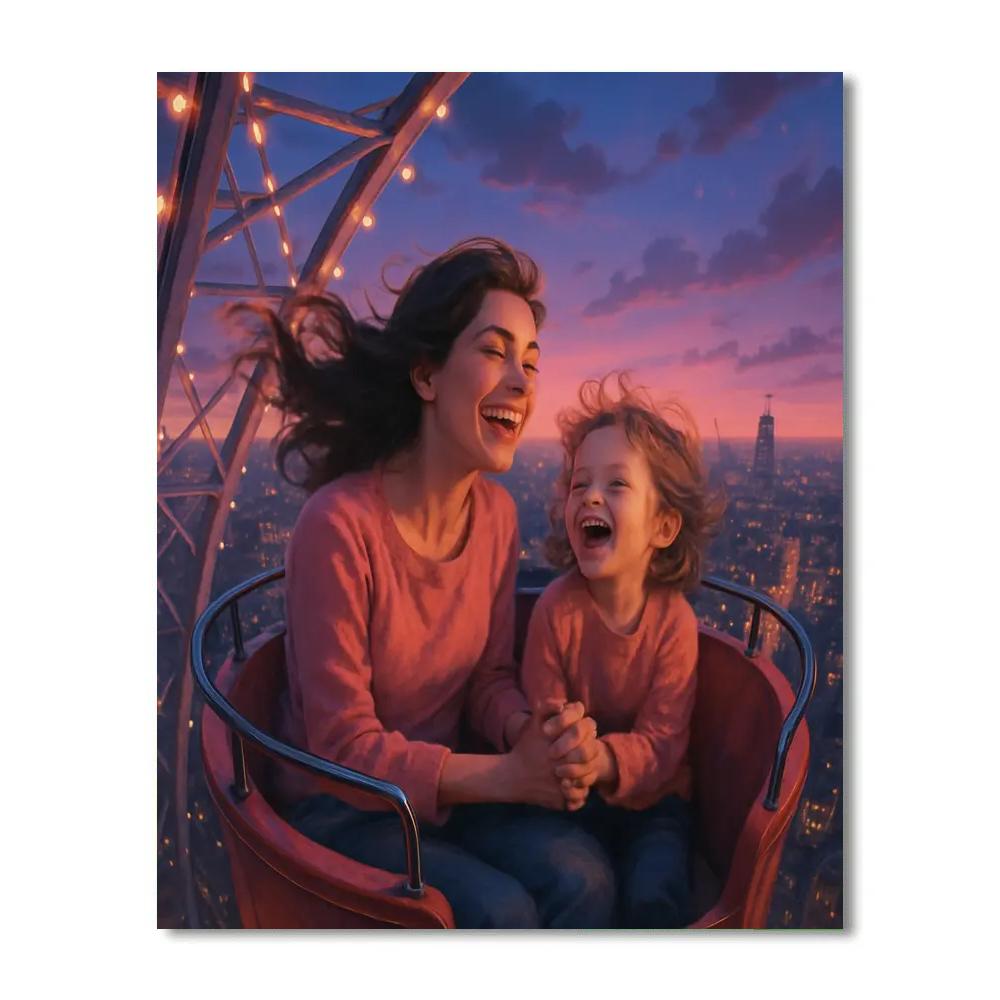 Mother And Child On Ferris Wheel paint by numbers