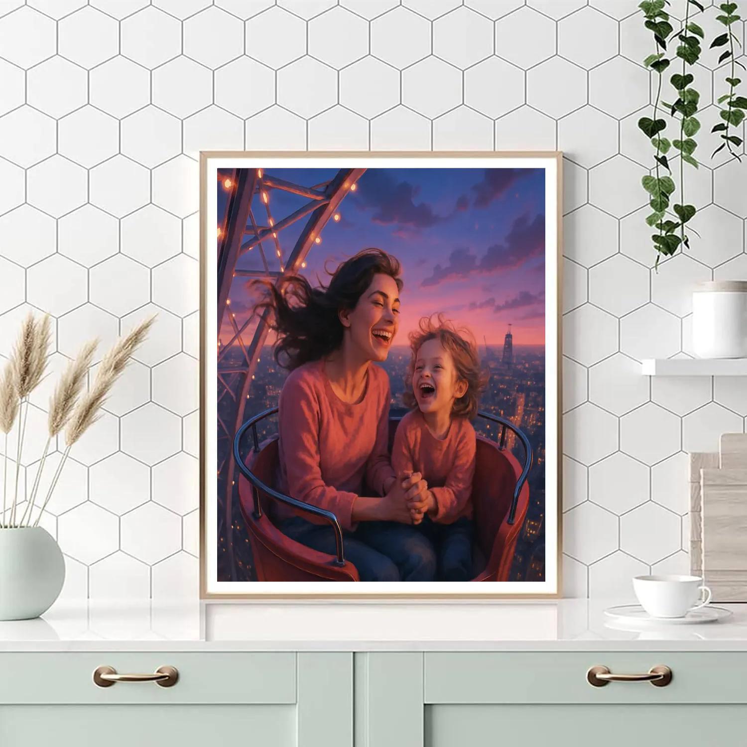 Mother And Child On Ferris Wheel paint by numbers