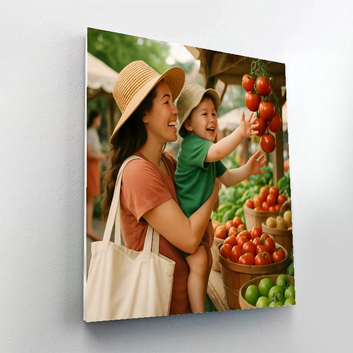 Mother And Child Farmers Stand Number painting