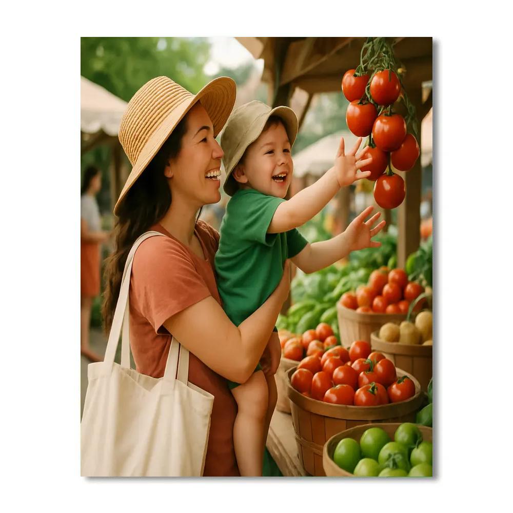 Mother And Child Farmers Stand Number painting
