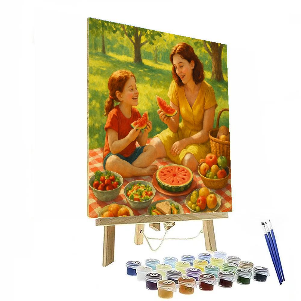 Mother And Child Picnic Feast paint by numbers