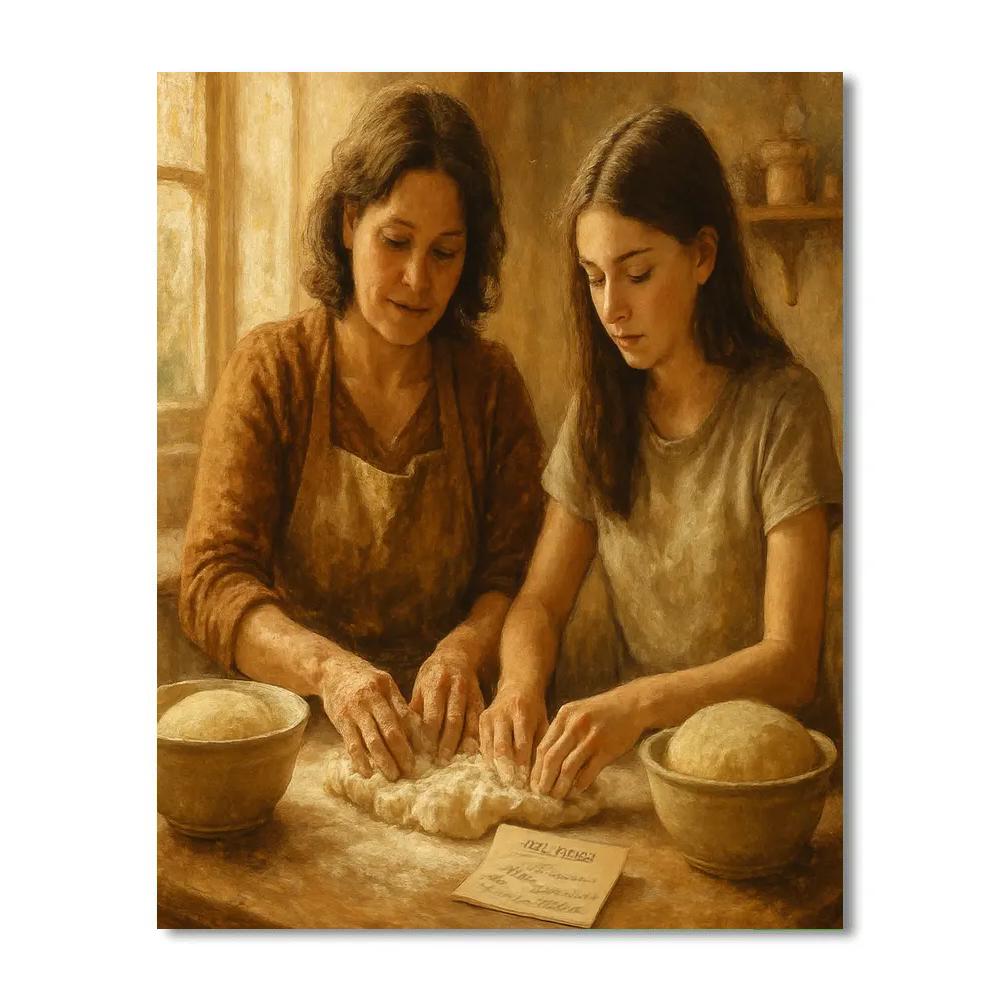 Mother And Teen Baking Bread Painting by numbers kit