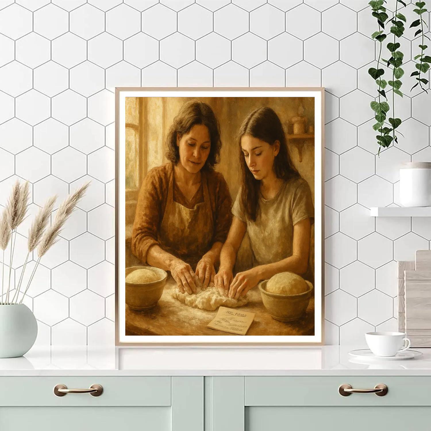 Mother And Teen Baking Bread Painting by numbers kit