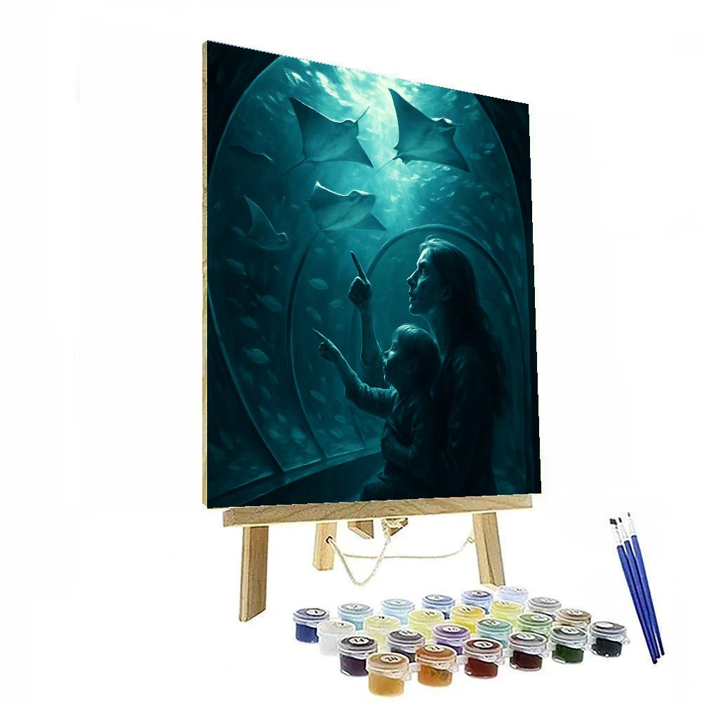 Mother And Child At Aquarium Tunnel painting number kit