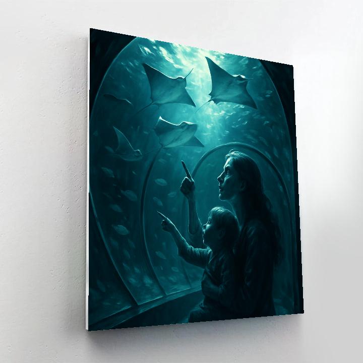 Mother And Child At Aquarium Tunnel painting number kit