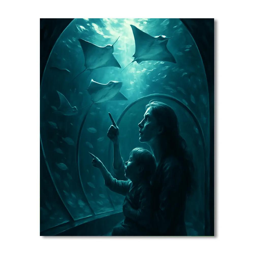 Mother And Child At Aquarium Tunnel painting number kit