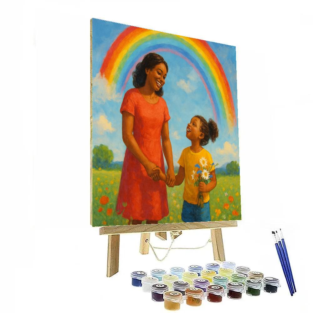 Mother And Child Under A Rainbow paint by numbers