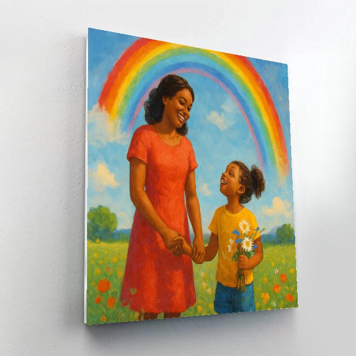 Mother And Child Under A Rainbow paint by numbers