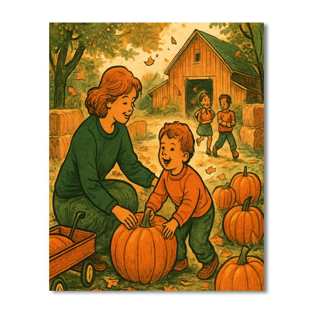 Autumn Pumpkin Patch Day Number painting