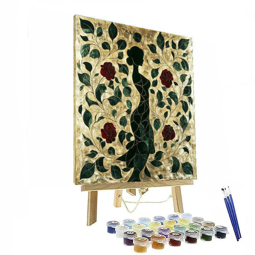 Klimt Inspired Golden Roses Number painting