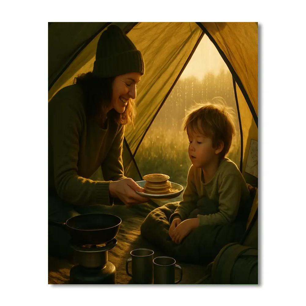 Mother And Child Camping Breakfast DIY paint by numbers