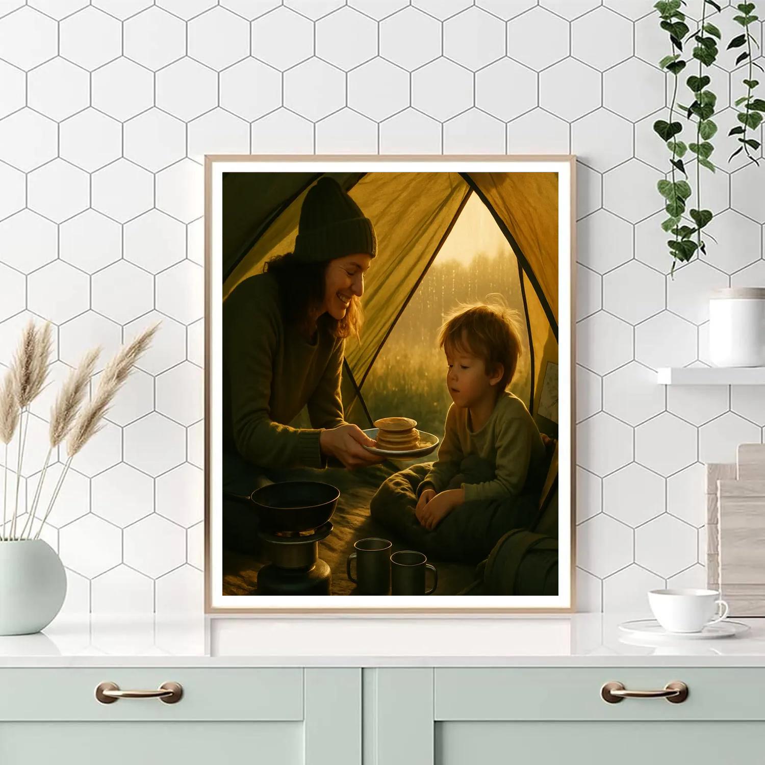 Mother And Child Camping Breakfast DIY paint by numbers