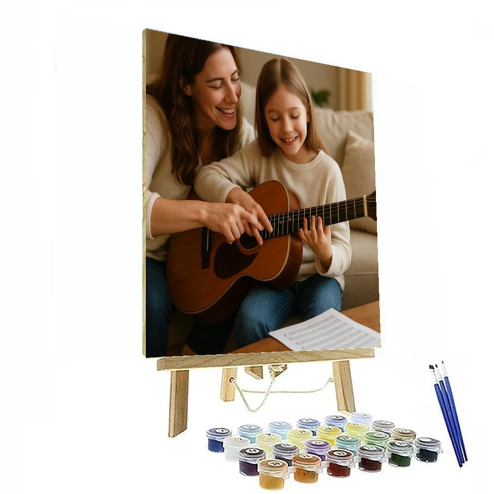Mother Teaching Guitar Chords paint by color