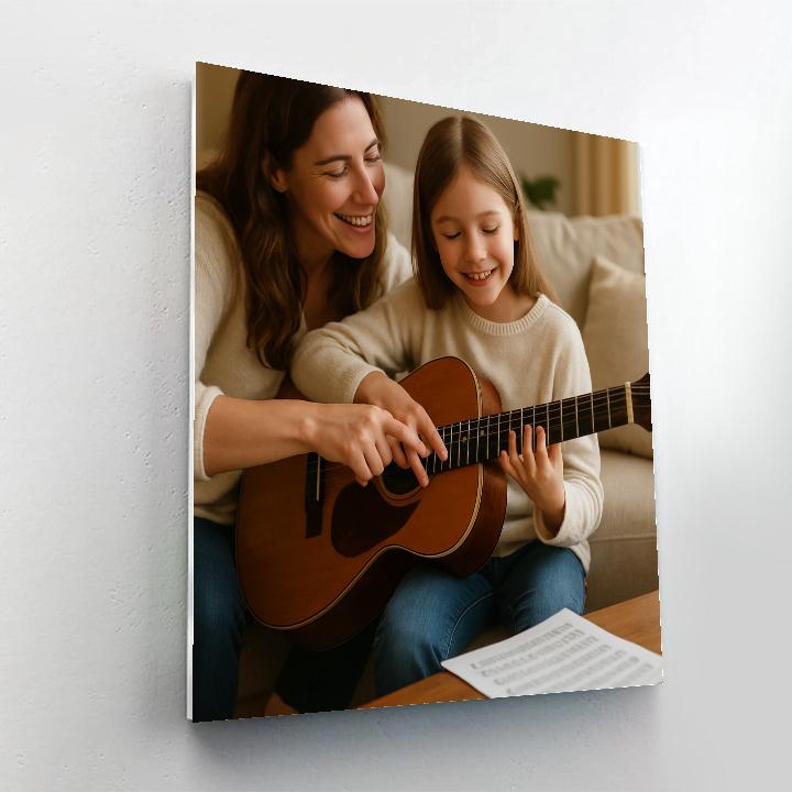 Mother Teaching Guitar Chords paint by color