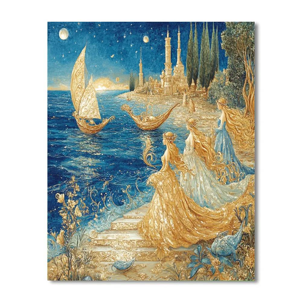 Botticelli Inspired Mythic Shore paint by color