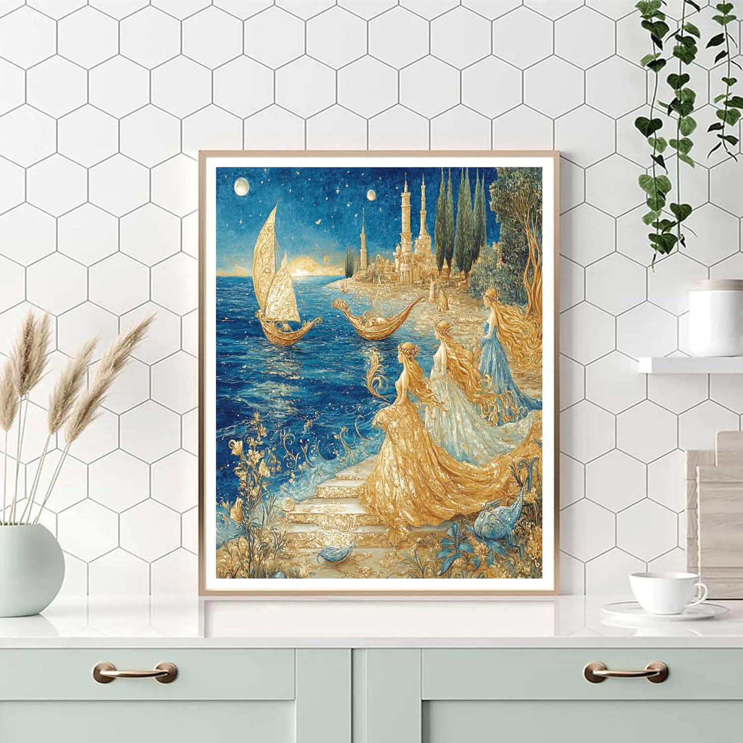 Botticelli Inspired Mythic Shore paint by color