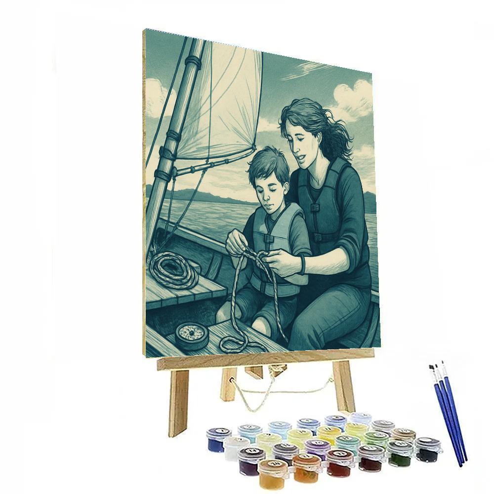 Mother And Child Sailing Lesson paint by number