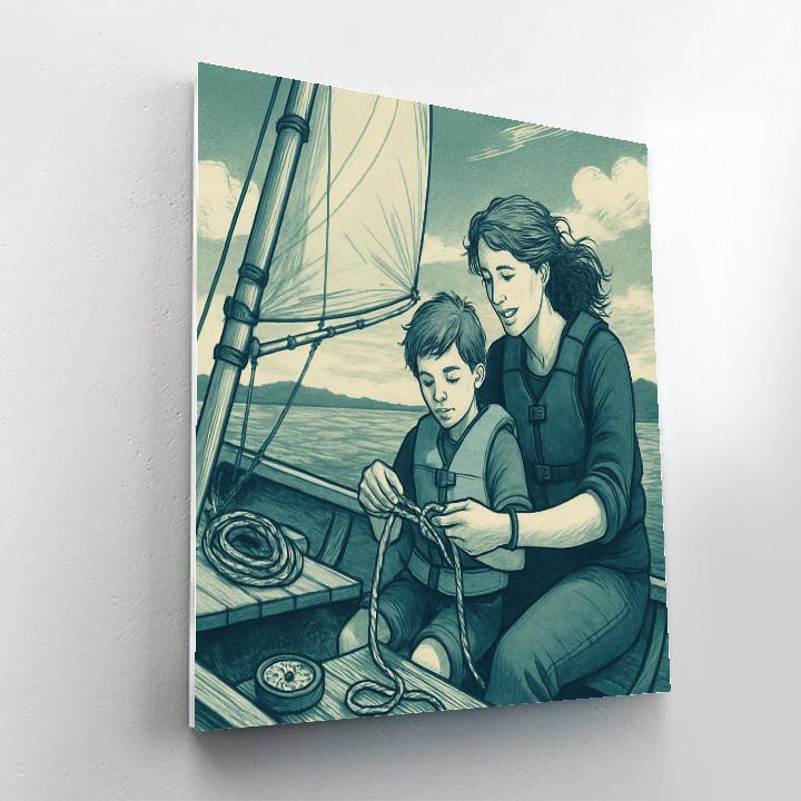 Mother And Child Sailing Lesson paint by number