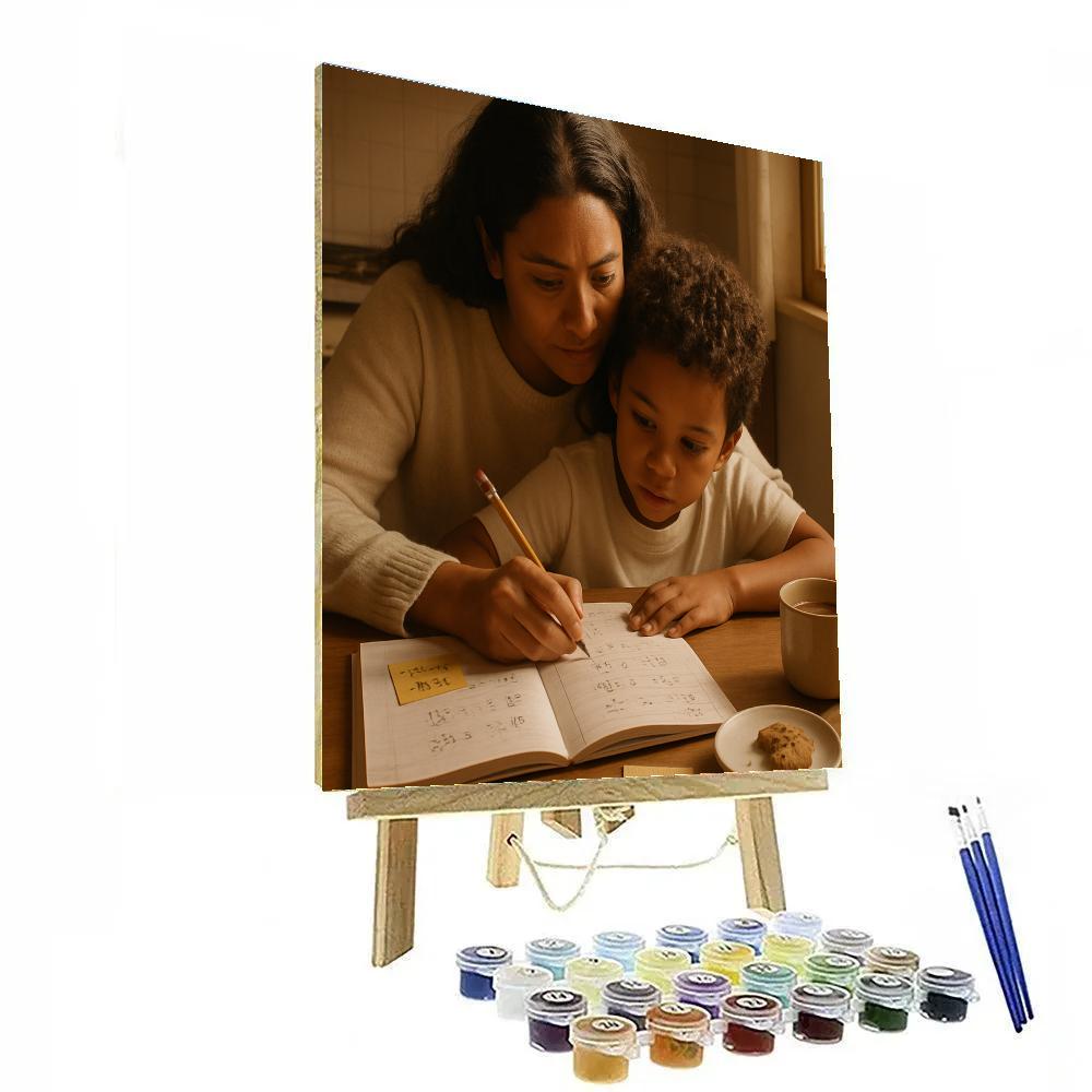 Mother Helping With Homework DIY paint by numbers