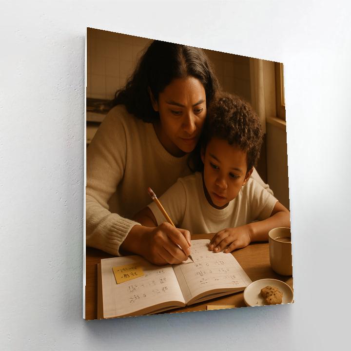 Mother Helping With Homework DIY paint by numbers