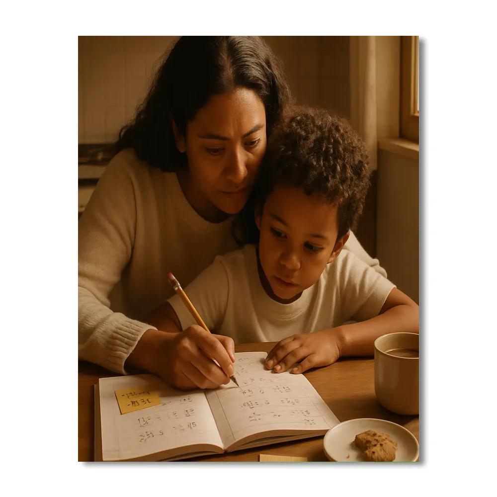 Mother Helping With Homework DIY paint by numbers