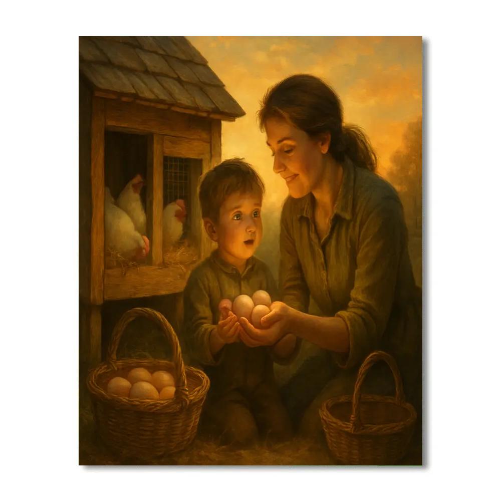 Mother And Child At Sunset Farm Paint by numbers art