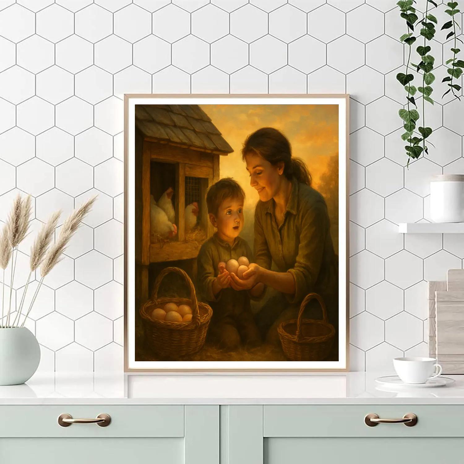 Mother And Child At Sunset Farm Paint by numbers art