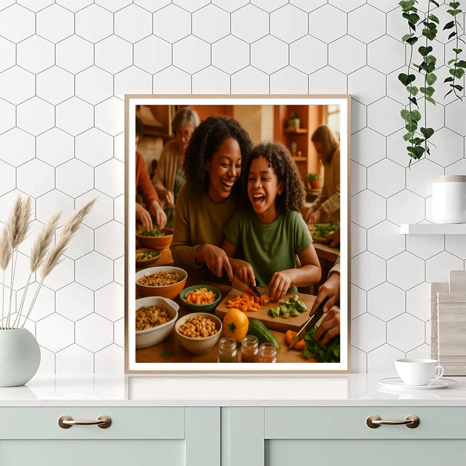 Mother And Child Potluck Prep painting number kit