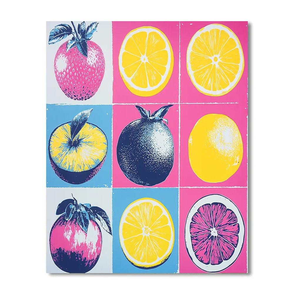 Andy Warhol Inspired Fruit Triptych paint by number