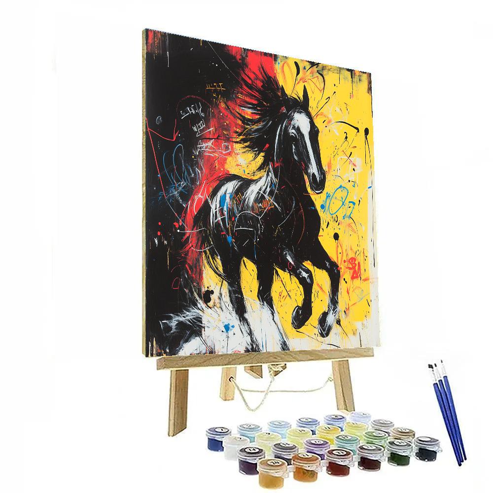 Jean Michel Basquiat Inspired Wild Horse DIY paint by numbers