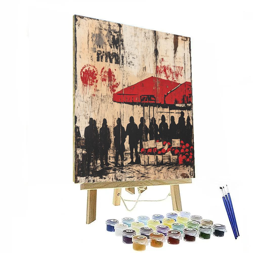 Banksy Inspired Market Protest Number painting