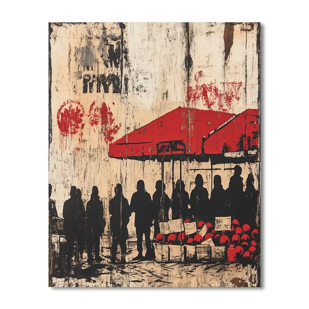Banksy Inspired Market Protest Number painting