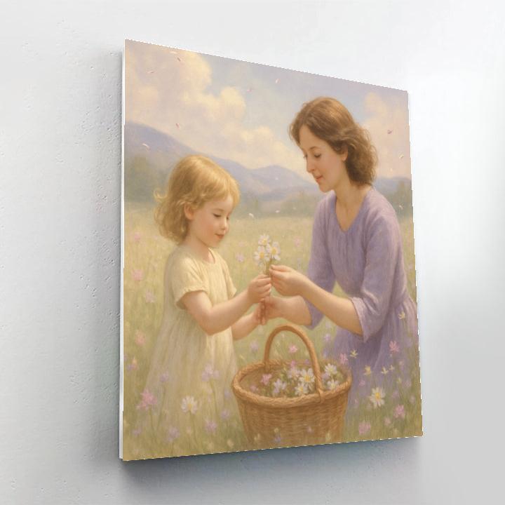Mother And Child Flower Picking Number painting
